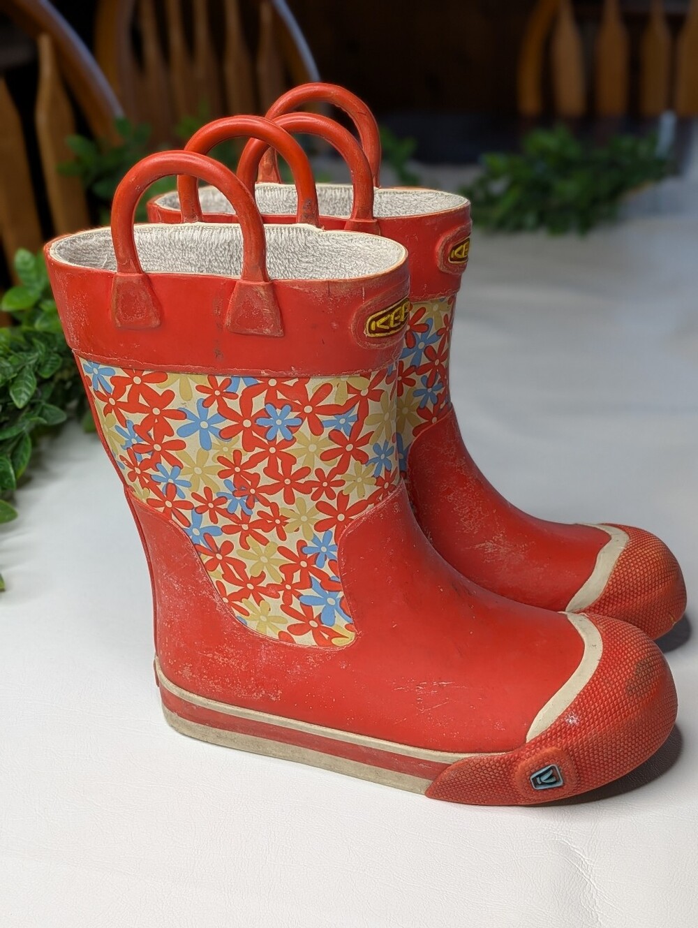 Keen Corondo Kids Rainboot Floral Orange Coral Size 12